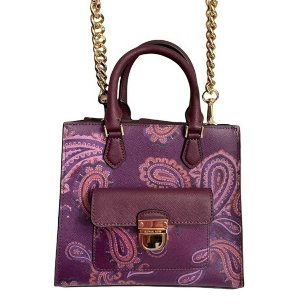 Michael kors mini plum purple Bridgette paisley messenger crossbody bag nwt